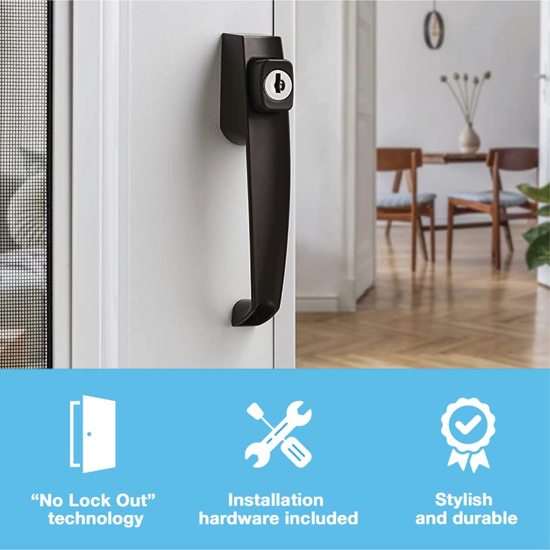 Wright Products - Tie Down Keyed Push Button Door Latch for Screen and Storm Doors, Florida Bronze - Image 5